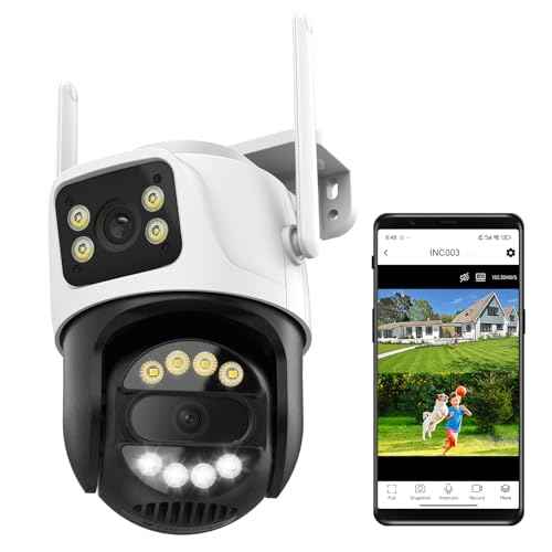 6MP Dual Lens Wireless Outdoor Security Camera Outdoor, WiFi Home Survaillance Camera, PTZ, 355¡ÆPan, 90¡Æ Tilt, Human Detection & Auto Tracking, 2-Way Audio, IP66, 24/7 Recording,Night Vision