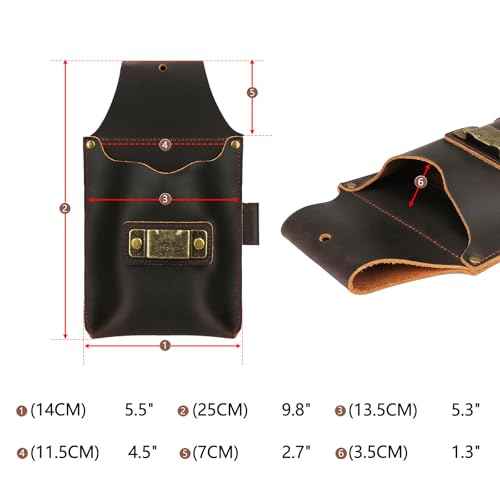 Tourbon Leather Carpenter's Belt Pouch with Phone and Tape Measure Holder Electrician Large Pocket Holster Loop for Belts Multipurpose Tools Bag