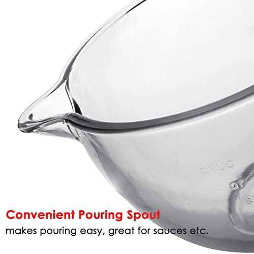 Glass Mixing Bowl Accessory 5 Quart - Compatible with KitchenAid 4.5 and 5 Quart Tilt-Head Stand Mixers (With Lid & Lock Ring)