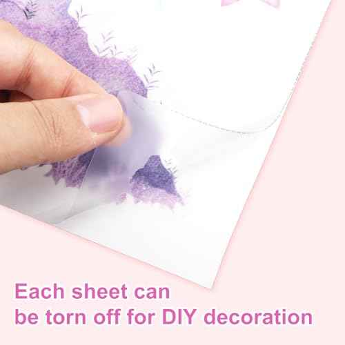 2 Sheets Princess Wall Decals, Pink Purple Princess Wall Stickers for Girls Room Large Peel and Stick Castle Mural Art Fairy Tale Stars Clouds Removable Wallpaper for Kids Nursery Bedroom