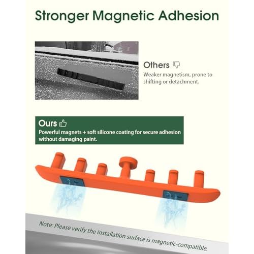 Magnetic Ski Holder for Side of Car ? Rig Strips Magnetic Snowboard Mount ? Prevent Ski and Snowboard from Tipping Over ? Protects Vehicle from Scratches - Snowboard Accessories(Orange)