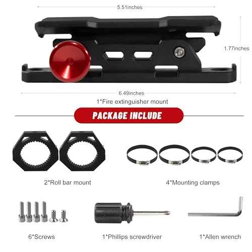 UTV Fire Extinguisher with Mount Kit- Quick Release Roll Bar Fire Extinguisher Bracket Holder for Any Vehicle with 1.75"-2" Roll Bar, Compatible with Polaris RZR/Can Am X3/Jeep Wrangler