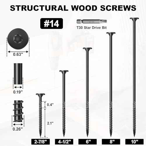 #14 Heavy-Duty Wood Screws, Star Drive Deck Screws, Rust Resistant Timber Screws for Timber/Log/Landscaping Wood (10 Inch,50Pcs,Black)