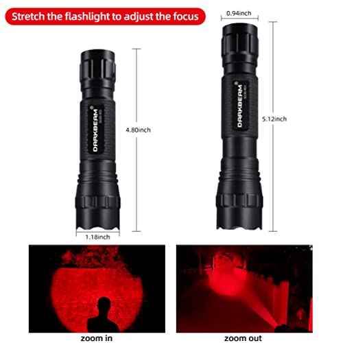DARKBEAM Red Light Flashlight Tactical LED Rechargeable, Zoomable Portable Handheld Red-Light for Fishing Hunting Detector Astrophotography