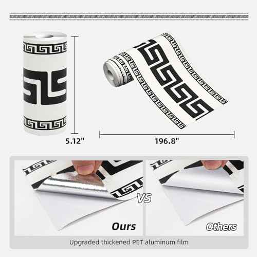 WAPANE 3D Wallpaper Border Peel and Stick 5.1" x 196.8" Self Adhesive Removable Waterproof and Oilproof Wall Border Baseboard for Living Room Bedroom Bathroom Mirror Ceiling Decorative Line, White