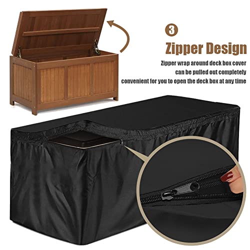 Deck Box Cover Waterproof Heavy Duty Patio Storage Box with Zipper Outdoor Ottoman Bench Cover Rectangular for Keter Suncast Lifetime Rain Snow Dust Resistant