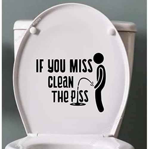 If You Miss Clean Your Pee Sticker Vinyl Decal Sign for Bathroom Washroom Toilet Guestroom Restroom Wall Waterproof & Removable. Perfect Size 7" Wide| Black |