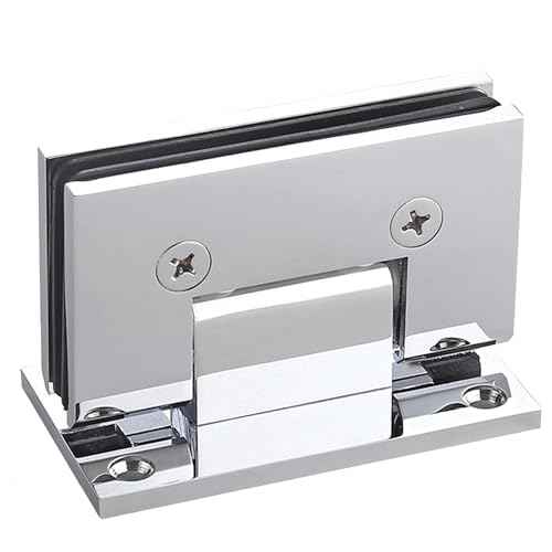 Brass Glass Door Hinge,90 Degree Heavy Duty Short Back Plate Hinges, Shower Door Hardware Replacement for 5/16" to 1/2" (8 to 12 mm) Tempered Glass, Chrome