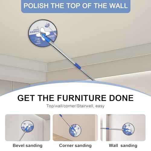 Drywall Pole Sander, 85 Inch Radial Round Pole Sander with Extension Pole, Manual Hand Drywall Sander for Walls and Ceilings, Includes 5pcs Sanding Sheets (80, 100, 120, 180, 240 Grit)