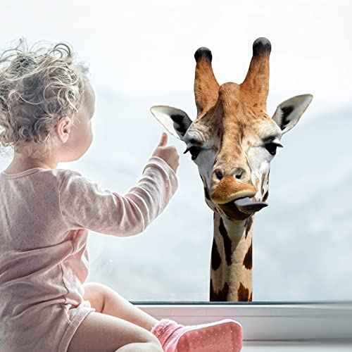 AHNNER Funny Giraffe Wall Decal Peel and Stick Giraffe Wall Clings Funny Sticker Gift for Friends Kids Room Wall Funny Window Decor Fridge Closet Stickers