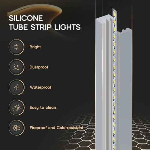 LED Strip Lights Warm White 3000K,32.8ft 110-120V Neon Rope Lights,Flexible Silicone Outdoor Waterproof Neon Strip Lights for Bedroom,Mirror,Kitchen Cabinet, Living Room,Halloween Decor