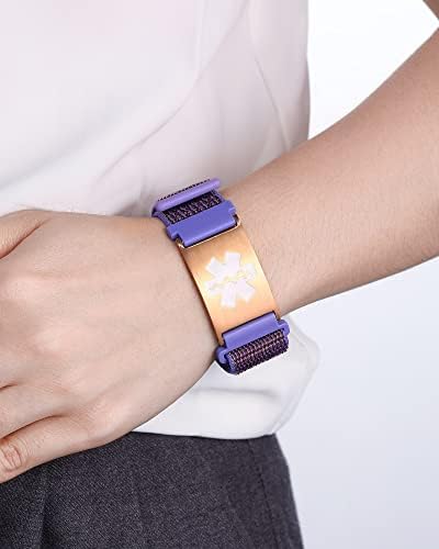 Personalized Sport Medical Alert Bracelets for Women Men - Custom Medical ID Bracelets with Free Engraving - Hook and Loop/Elastic/Stainless Steel/Silicone Watch Wristband Emergency Bracelet