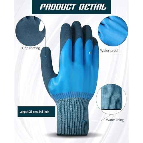 Mimorou 24 Pairs Waterproof Work Gloves Bulk Double Rubber Coated Non-slip Working Gloves Women Men Gardening Gloves