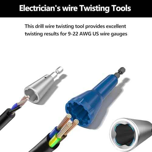 Wire stripper for drill, 14-12-10-8-6 gauge wire strippers,electrician tools, wire twister tool for drill, cable quick stripper set with 20 wire caps and 1 spare blade
