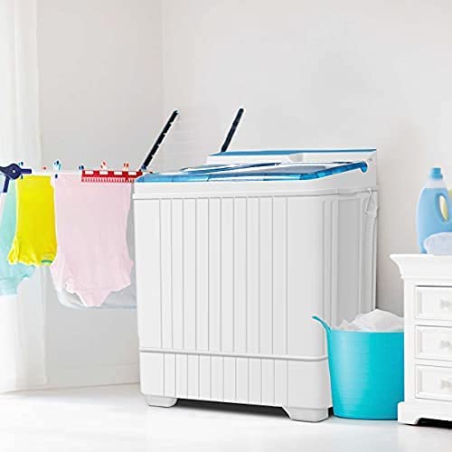 Bonusall Portable Washing Machine, 6.6 Lbs Mini Small Washer Machine, Single Tub Laundry Washer for Apartments, Dorms,Traveling, RV, Blue (BLUE1, 14.5LBS)