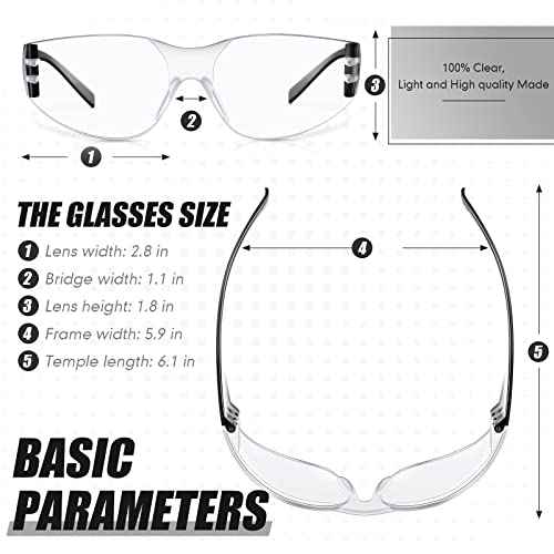 Chumia 48 Pairs Safety Glasses Protective Eyewear Goggles Scratch Impact Resistant Eye Protection for Men Women Work
