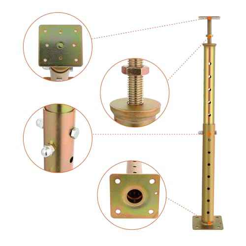 2 Pcs Adjustable House Floor Jacks, 18"-36¡±(1'5"-3') Height Range, Heavy Duty Support Joist Beam Basement Jack Post Pole for Leveling, Maximum Height Capacity 5570lbs, Galvanized