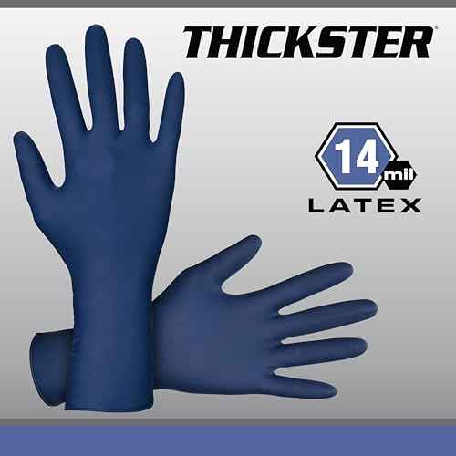 SAS Safety 6604-20 Thickster Powder Free Exam Grade Disposable Latex 14 Mil Gloves, Extra Large, 50 Gloves by Weight