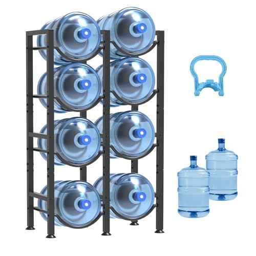 5 Gallon Water Bottle Holder for 8 Bottles, 4 Tiers Double Row Water Jug Holder, Detachable Heavy Duty Water Jug Stand, Water Jug Rack for Office, Kitchen, Garages, Restaurant, and Gym