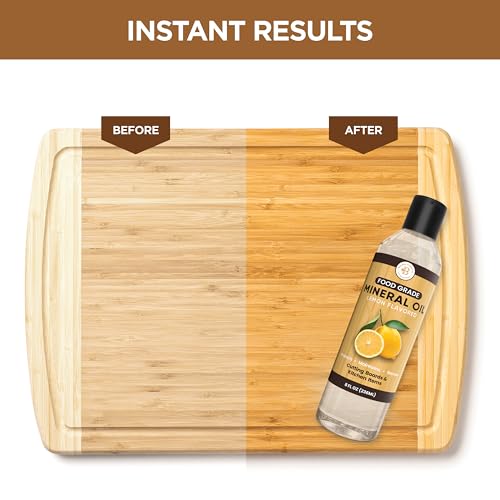 Wood Conditioner Oil to Restore Wood Cutting Boards - Food Grade Mineral Oil 8oz - Board Care, Protect & Refresh Wood, Bamboo, and Cutting Boards and Utensils