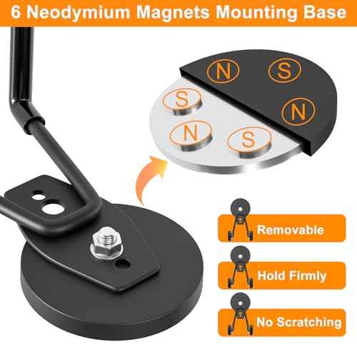 ENUODA Strong Magnetic Hooks 6 Pack Large Rare Earth Magnet Hooks Heavy Duty Utility Magnetic Tool Holder for Garage Organization, Van, Barn, to Hang Bag, Coat, Power Tool, Toolbox, Shovel, Broom