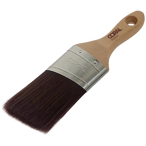 Coral 31753 Aspire 2 inch Paint Brush Professional Firm Angled Cut with Oval Stubby Short Profile for Fast Accurate Cutting-in Ultra-Smooth Finish with Trade Emulsion or Gloss FSC Wood Handle