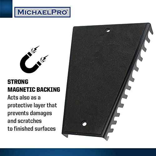 MichaelPro Magnetic Wrench Organizer for Tool Drawer, 12-Piece Metal Wrench Holder, Fits SAE and Metric Wrenches, Up to SAE 1 1/16'' and Metric 24mm, Easy Magnetic Wall Mount - MP014031