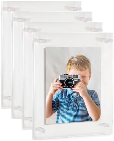 ArtToFrames 14x20 Inch Double Panel Floating Acrylic Picture Frame (Full Frame is 18x24) comes with White Standoff Hardware, Made in the USA, 4 Pack