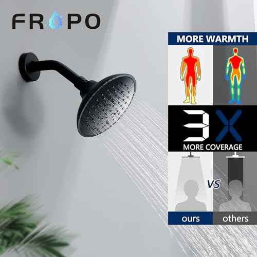 Black Tub Shower Faucet Set with (Valve Included) - 6 Inch Shower Head and Handle Set Matte Black, Tub and Shower Trim Kit with High-Pressure Rain Shower Head and Tub Spout