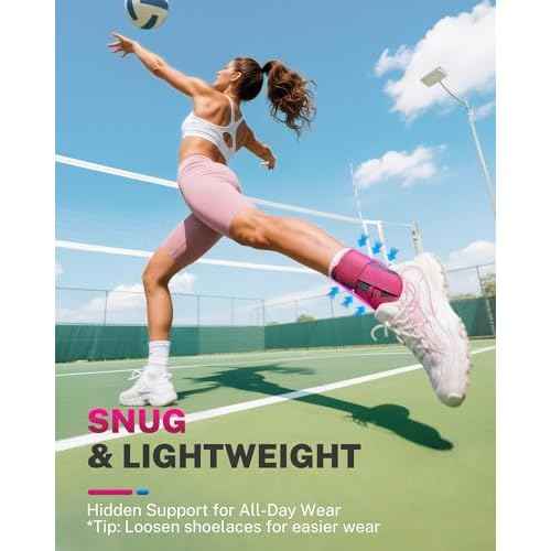 Ankle Brace for Women with Quick Lace Up, Adjustable Figure 8 Compression Support for Achilles Tendonitis, Ankle Sprain & Swelling Relief for Volleyball, Running & Daily Wear, M