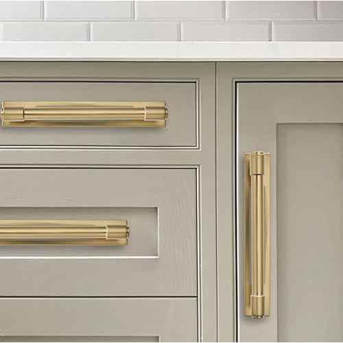 khtumeware 5 Pack 8 Inch(203 mm) Center to Center Brushed Gold Cabinet Pull Backplate with Base Plate Zinc Brushed Brass Kitchen Cabinet Handles Drawer Pulls Cabinet Hardware