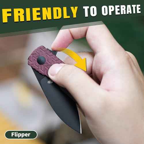 Kizer Yorkie Pocket Knife, 2.58 Inch Nitro V Blade Drop Point Blade EDC Knife, Mini Camping Folding Knives with Redstone Richlite Handle, Liner Lock Flipper Hunting Knives with Pocket Clip, V3525A3