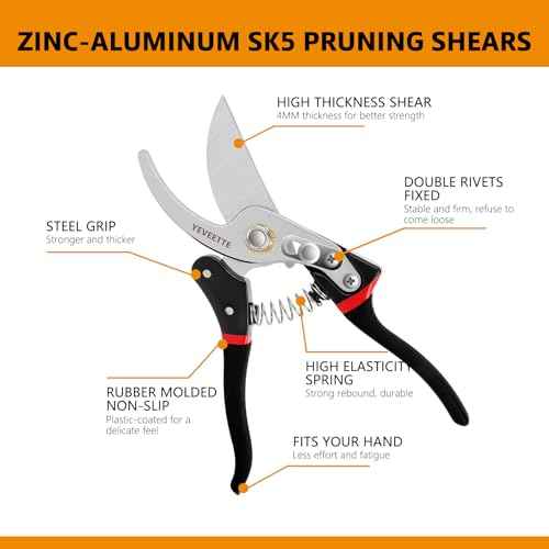 Pruning Shears, 8.5" Professional Garden Shears, SK5 Steel Hedge Clippers, Garden Clippers Handheld, Heavy Duty Garden Scissors Tools, Pruning Shears for Gardening Yard Roadside