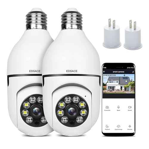 Light Bulb Camera 2 Pack,5g Dual Band Bulb Camera,WiFi 6 Light Bulb Camera Pack of 2, 2.4G/5G WiFi Light Bulb Camera, Home Secuirty Socket Camera,360 Degree Panoramic Camera 2pcs