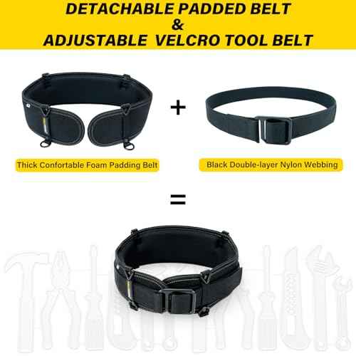 MELOTOUGH Padded Tool Belt,Electrician Tool Belt,Work Belt for Men,Quick Release,Thick Confortable Foam Padding,Military-Inspired Dual-Layer Construction?,More Safe,Adjustable Waist 30''-43''(SM)?
