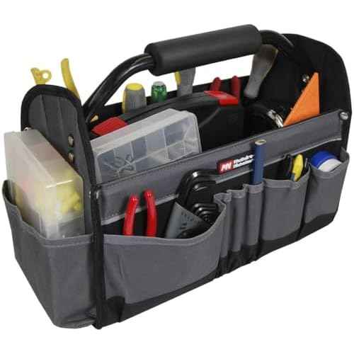 McGuire-Nicholas 15" Collapsible Tool Tote, Grey and Black Tool Tote Bag, 22015