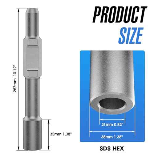 Pisman Hex Shank Ground Rod Driver for Jack Hammer, Hammer Drill Grounding Rod,Jackhammer Bit Aapter for Hex Demolition Jackhammer and 1-3/16" Hex-Shank