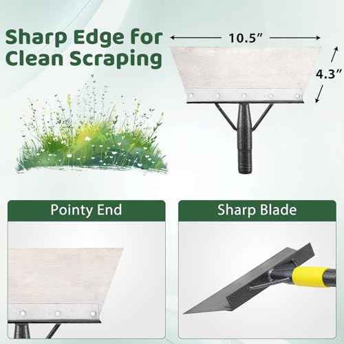 Garden Flat Shovel, 74 inch Floor Scraper Weeding Tool for Sidewalks, Ice Removal Tool for Outdoor Garden Cleaning,Scarping Tool for Lawn Edging Weeding,Snow Ice Shovel Chopper Scraper