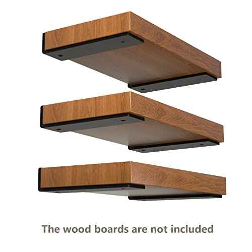 12-Pack 8 Inch Floating Shelf Brackets, Heavy Duty Hidden Shelves Bracket for Small Shelf, Kitchen Shelf, Nursery Shelf, Black Powder Coated Steel