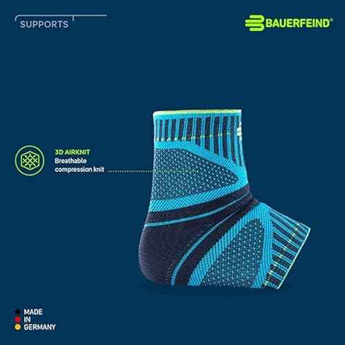 Bauerfeind Sports Ankle Support Dynamic - Ankle Compression Sleeve for Freedom of Movement - 3D AirKnit Fabric for Breathability - Premium Quality & Washable (L, All Black)