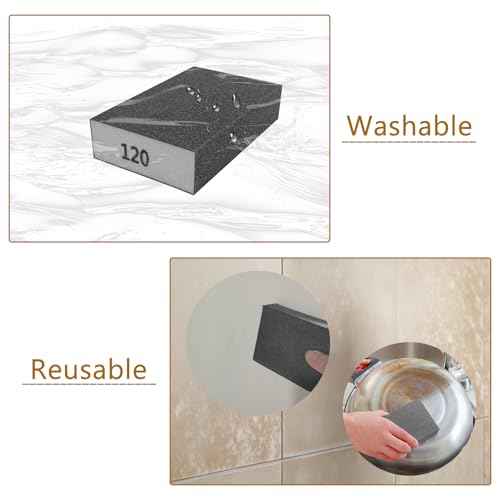 8 Pcs Wet Dry Sanding Sponges, 120 Grit Hand Sandpaper Brick, Sanding Blocks for Drywall Metal Wood Furniture