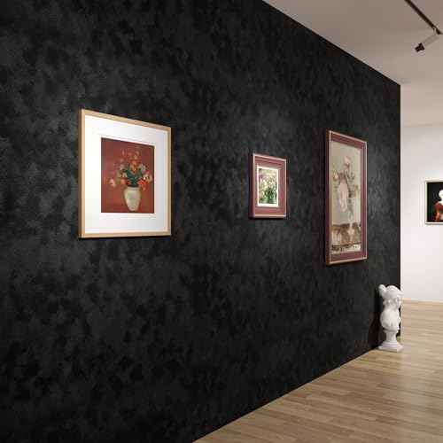 Stickyart Black Velvet Wallpaper Peel and Stick Soft Felt Black Contact Paper Self Adhesive Velvet Textured Wallpaper Removable Luxury Mottled Felt Wall Paper for Drawer Liners Bedroom Decor 12"x80"