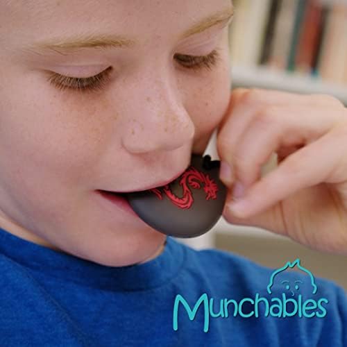 Munchables Dragon Sensory Chew Necklace - Chewy Fidget Stim Toy Jewelry for Boys and Girls (Red/Black)