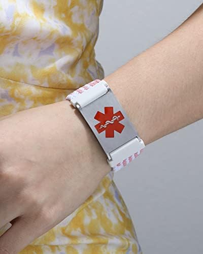 Personalized Sport Medical Alert Bracelets for Women Men - Custom Medical ID Bracelets with Free Engraving - Hook and Loop/Elastic/Stainless Steel/Silicone Watch Wristband Emergency Bracelet