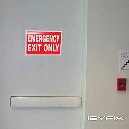 Emergency Exit Only Signs Stickers, 2 Pack 10x7 Inch ? Premium Self-Adhesive Vinyl Decal, Laminated for Ultimate UV, Weather, Scratch, Water & Fade Resistance, Indoor & Outdoor