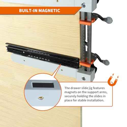 RUITOOL Drawer Slide Jig with Toggle Clamp & Magnetic Arm - Precision Cabinet Drawer Jig Tool with Laser-Engraved Dual-Scale Mark for Mounting Drawer Slide, Fast & Accurate Installation for DIY & Pro