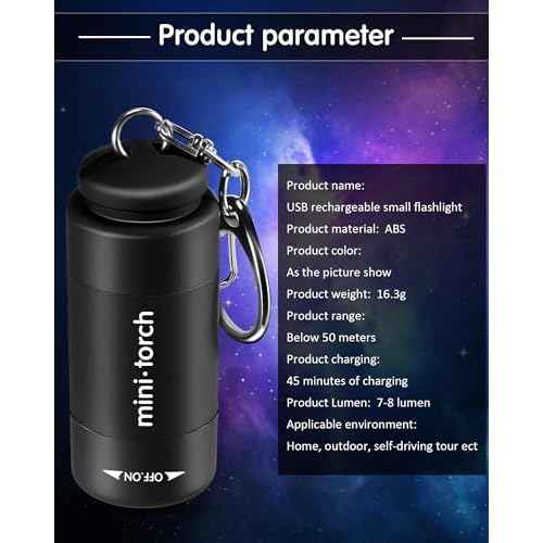 Mudder 12 Pieces Mini Keychain Flashlight Rechargeable Operation Christmas Bulk Plastic Small Torch Flashlight Handheld LED USB Rechargeable Waterproof for Camping Hiking Favor(White Light in Black)