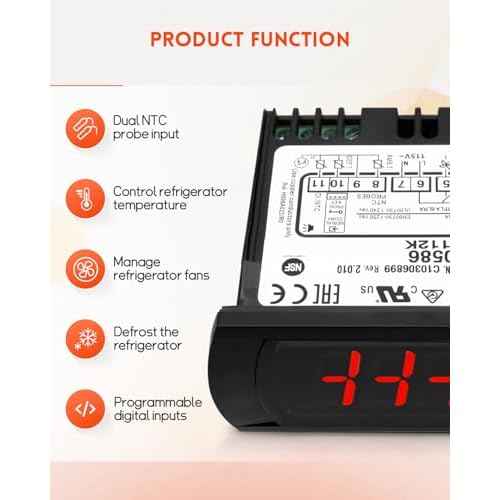 Digital Temperature Control Thermostat for PZGXC0E112K with Temperature Sensor Probes 115£¬Fit for Carel/ Main Street Equipment BMR-23-F BMR-49-F