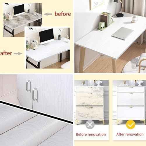 White Wood Wallpaper - White Wood Contact Paper - Peel and Stick Wallpaper Modern ? Self-Adhesive Removable Wall Paper for Cabinets Countertop Furniture Kitchen Wall, Easy to Clean 17.7¡±¡¿78.8¡± Vinyl