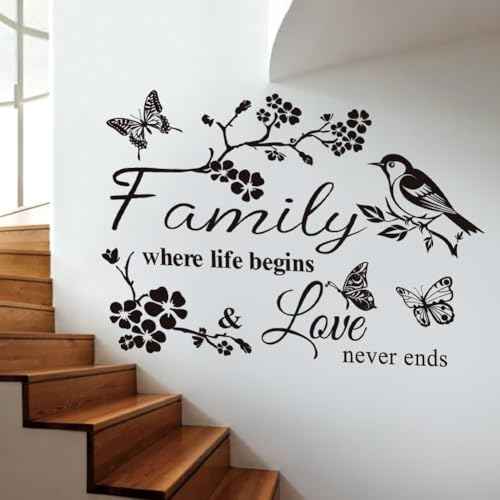 Wall Decor Sticker Family Letter Vinyl Wall Art Decal Removable Wall Stickers Quotes Family is Everything Decals Art Mural Home Decor for Living Room Dining Room Kitchen.£¨Black£©
